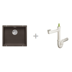 Zlewozmywak Blanco SUBLINE 500-U bez korka automatycznego z korkiem InFino kawowy 523 441 + Syfon końcowy Fisc wersja płaska 6400PPSAB15