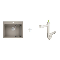 Zlewozmywak Blanco ETAGON 6 z korkiem InFino TARTUFO 524 546 + Syfon końcowy Fisc wersja płaska 6400PPSAB15