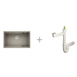 Zlewozmywak BLANCO ETAGON 700-U z korkiem INFINO, SZYNY TARTUFO 525 174 + Syfon końcowy Fisc wersja płaska 6400PPSAB15