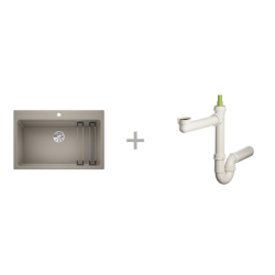 Zlewozmywak Blanco ETAGON 8 z korkiem InFino TARTUFO 525 194 + Syfon końcowy Fisc wersja płaska 6400PPSAB15