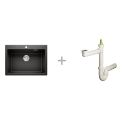 Zlewozmywak Blanco PLEON 8 antracyt InFino 523 043 + Syfon końcowy Fisc wersja płaska 6400PPSAB15