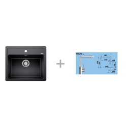 Zestaw 07-A 25 Zlewozmywak Blanco LEGRA 6 ANTRACYT 523 332 + MILA chrom