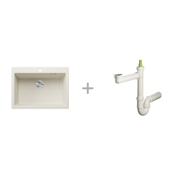 Zlewozmywak Blanco PLEON 8 delikatny biały InFino 527 140 + Syfon końcowy Fisc wersja płaska 6400PPSAB15