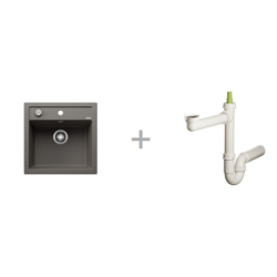 Zlewozmywak Blanco DALAGO 5 wulkaniczny szary 527 244 + Syfon końcowy Fisc wersja płaska 6400PPSAB15