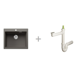 Zlewozmywak Blanco PLEON 6 wulkaniczny szary InFino 527 320 + Syfon końcowy Fisc wersja płaska 6400PPSAB15
