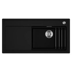 Zlewozmywak Blanco ETAGON XL 6 S Silgranit czarny prawa, korek auto., InFino, PushControl, szyny 528 092