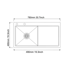 Zlewozmywak Melanstar HD7849R prawy ociekacz stal nierdzewna PVD złoty