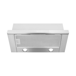 Okap podszafkowy Vega Glass Inox: białe szkło 50 cm