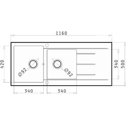 Zlewozmywak Pyramis ALAZIA 116x50 2B mokka 079812802