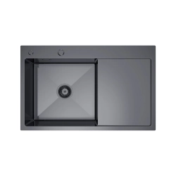 Zlewozmywak Melanstar HD7849R prawy ociekacz stal nierdzewna PVD czarny mat