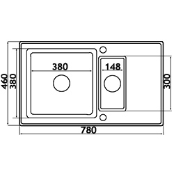 Zlewozmywak Pyramis KORFU 78x46 1 1/2B 1D karbon 070061701