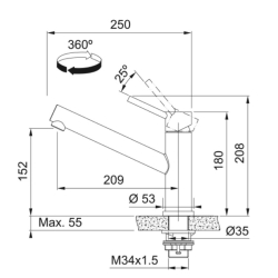 Bateria FRANKE Orbit Stała wylewka stal szlachetna 115.0569.290