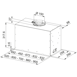 Okap podszafkowy FRANKE Box Flush Evo Basic FBFE LG A52 jasnoszary 305.0729.554
