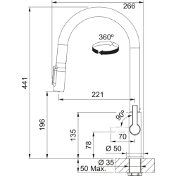 Bateria Franke Maris Slim Clear Water J pull-out antracyt 120.0736.603