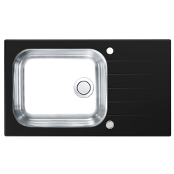 Zlewozmywak szklany Alveus GLASSIX 40 PUSH UP 860x500mm satyna - czarny 1123645
