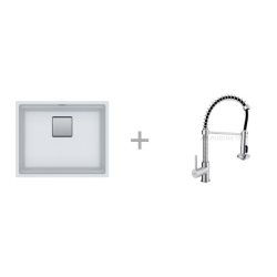 Zestaw Zlewozmywak Franke Kanon KNG 110-52 biały polarny 125.0641.421 + Bateria Rubineta ULTIMA-45 chrom