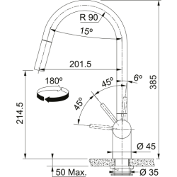 Bateria Franke Leda Neo pull-out stal szlachetna 115.0590.047