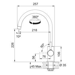 Bateria Franke LINA NEW chrom 115.0693.228