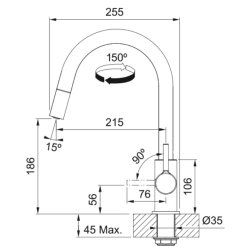 Bateria Franke LINA PULL-OUT NEW chrom 115.0693.229
