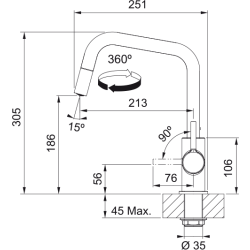 Bateria Franke Lina U pull-out chrom 115.0728.476