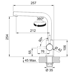 Bateria Franke Lina L czarny mat 115.0693.393