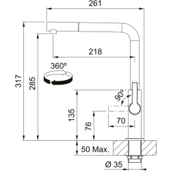 Bateria Franke Maris Slim L pull-out chrom 115.0728.393