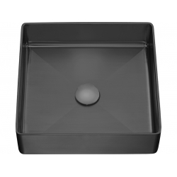 Umywalka nablatowa Laveo POLLA 36x36 cm kwadratowa czarna VUP 722S