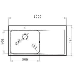 Zlewozmywak Pyramis PYRROS 100x52 1B 1D lewa komora karbon 070023612