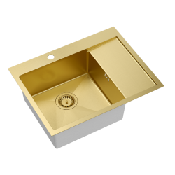 RUSSEL 116 SteelQ zlewozmywak PVD R10 złoty z syfonem kol. złoty 1-komorowy z/o