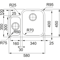 Zlewozmywak Franke Smart Smart SRX 160-34-16 duża komora po prawej stronie 122.0736.138