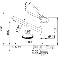 Bateria podokienna Franke FC 6384.501 TAROS NEO stal szlachetna 115.0596.384