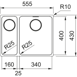 Zlewozmywak Franke Mythos MYX 160-34-16 stal szlachetna szczotkowana, mała komora z lewej strony 122.0624.558