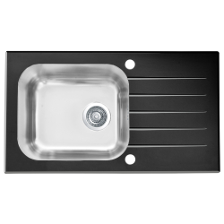 Zlewozmywak szklany Alveus VITRO 20 (78X43) czarne szkło + syfon POP-UP 3 1/2 1114558