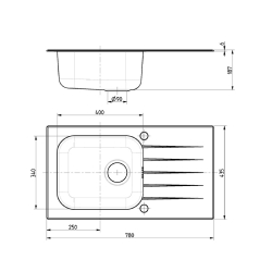Zlewozmywak szklany Alveus VITRO 20 (78X43) czarne szkło + syfon POP-UP 3 1/2 1114558