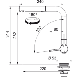 Bateria podokienna FRANKE Active L window pull-out spray 115.0653.391