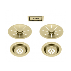 BLANCO Zestaw elementów stalowych w kolorze satin gold, do armatury przelewowo-odpływowej InFino, do dwóch komór 203 477