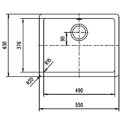 Zlewozmywak Pyramis CALTO 1B 55x43 onyx 070006001 WYPRZEDAŻ