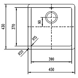 Zlewozmywak Pyramis CALTO 1B 45x43 onyx 070005701 WYPRZEDAŻ
