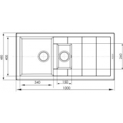 Zlewozmywak Pyramis STUDIO 1 1/2B 1D 100x48 beż 070150301
