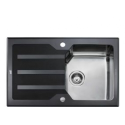 Zlewozmywak Teka LUX 1B 1D szkło czarne + stal 12129001
