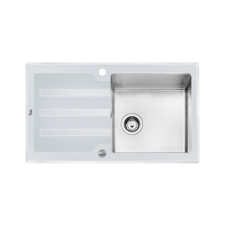 Zlewozmywak Teka LUX 1B 1D 86 szkło białe + stal 12129012